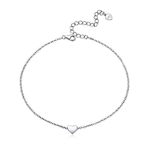 Womens Anklets 925 Sterling Silver Tiny Heart Love Charm Anklet Bracelet Adjustable Ankle Foot Chain Anklets for Women Gift for Mothers Day Womens Anklets 925 Sterling Silver Tiny Heart Love Charm Anklet Bracelet Adjustable Ankle Foot Chain Anklets for Women Gift for Mothers Day