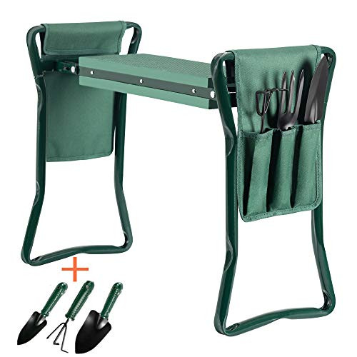 Garden Kneeler and Seat Bench Stools KITADIN Foldable Stool with Tool Bag Pouch EVA Foam Pad Outdoor Portable Kneeler for Gardening with 3 PCS Garden Tools