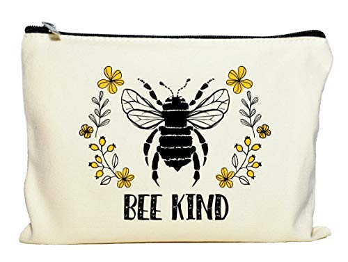 Bee Kind Makeup Bag, Gift for Beekeeper, Beekeeping, Honeybee Gift, Bee Bag, Honeybee Cosmetic Pouch, Gardener Gift, Honey Bee, Bumblebee, Queen Bee