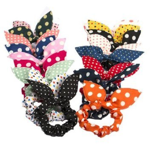 Cute Girls Hair Tie Bands  CINRA 20 PCS Rabbit Ear Hair Tie Bands Ropes Ponytail Holder Color Randomly 20pcs