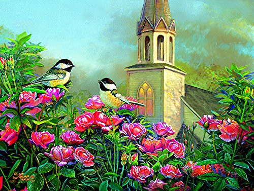 Wedding Bell Chickadees 500 Piece Jigsaw Puzzle by SunsOut - Chapel Theme