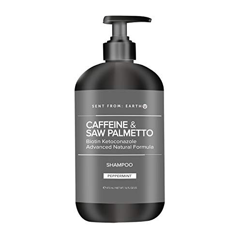 Sent From Earth Caffeine  Saw Palmetto Biotin Ketoconazole 1 Anti Hair Loss Hair Regrowth Vegan Advanced Natural Formula Peppermint Shampoo 16oz