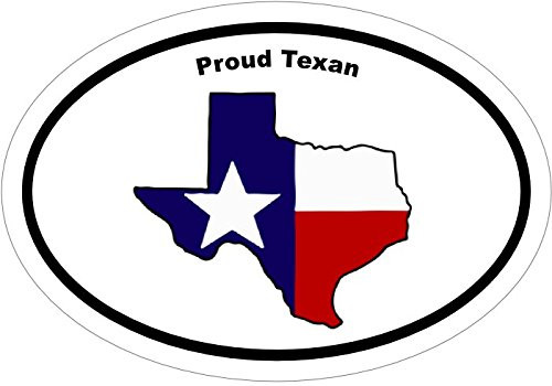 WickedGoodz Oval Vinyl Proud Texan Decal  Texas Bumper Sticker  Perfect Flag State Gift