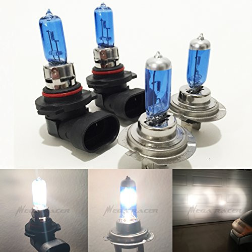 Mega Racer Combo H7 55W 9005HB3 65W Super White 5000K Xenon Halogen Headlight Bulb HighLow Beam HiLo Head Lamp Light