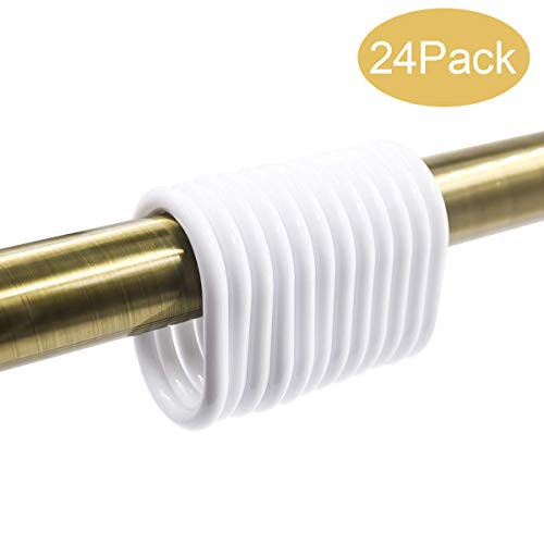 YTDTKJ 24pcs Plastic Shower Curtain Rings Plastic Curtain C Rings Hooks Hanger Bath Drape Loop Clip Glide Bathroom Shower Window Rod