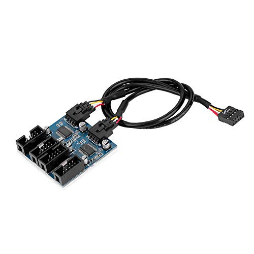 ASHATA 9 Pin USB Header Motherboard 9 Pin USB Header Male 1 to 4 Female Extension Splitter Cable USB 9 pin ConnectorUSB Motherboard Header Adapter for Port Multiplier