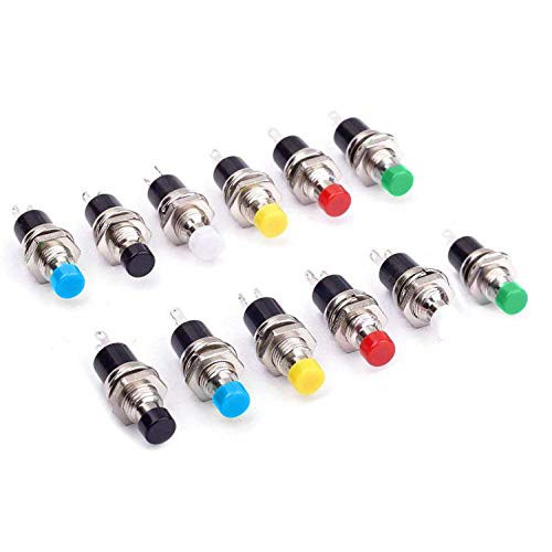 JMAF 12Pcs 1A 250V AC 2 Pins SPST Momentary Mini Push Button Switch Normal Open Pack of 12