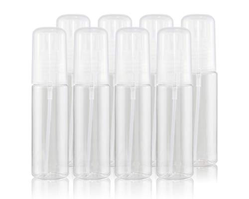 50ml Plastic Clear Spray Bottles 17oz Refillable Fine Mist Sprayer Bottles Makeup Cosmetic Atomizers Empty Small Spray Bottle Container for Essential Oils Travel Perfumes 8 Pack