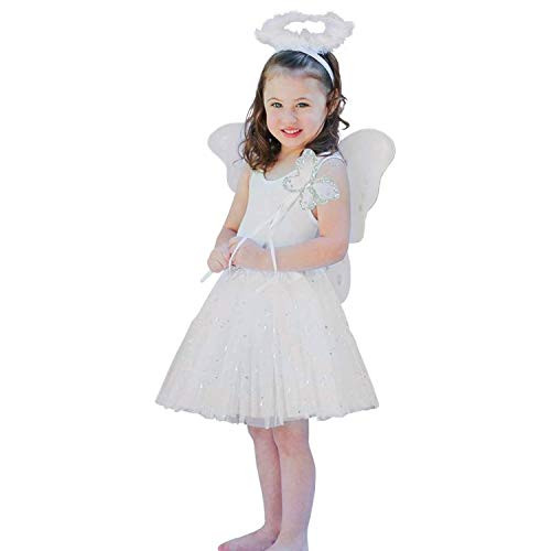 Enchantly Fairy Costume  Fairy Wings for Girls  Butterfly Costume for Girls  White Wings Tutu Wand and Halo