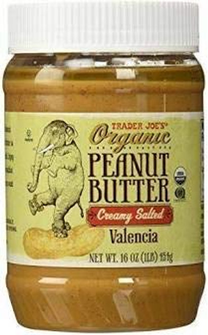 Trader Joes Organic Peanut Butter Creamy Salted Valencia 1 lb CASE OF 2