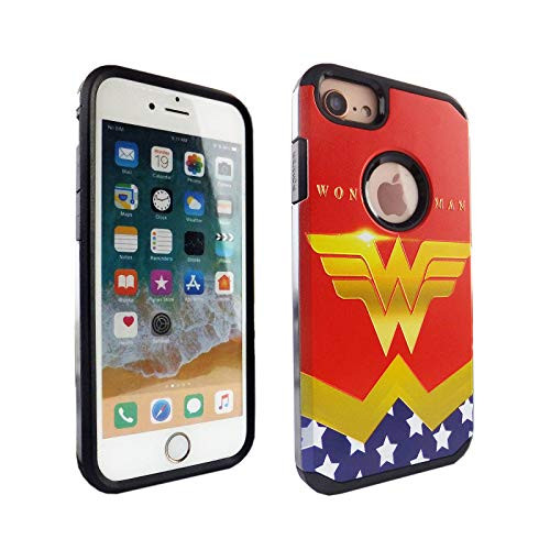 iPhone 8 Case IMAGITOUCH 2Piece Style Armor Case with Flexible Shock Absorption Case and DC Comics Wonder Woman Cover for iPhone 8  Female Superhero Wonder Woman Hybrid