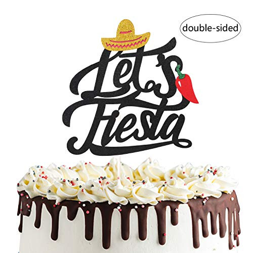 Lets Fiesta Cake Topper For Mexican Fiesta Themed Party Decorations