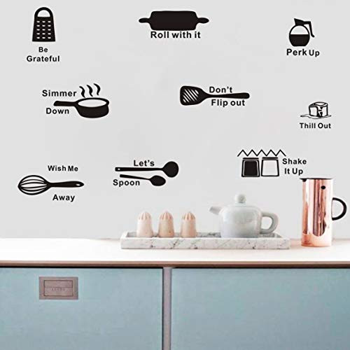 Kitchen Wall Decoration Sticker Roll It Lets Spoon it Cooking Utensils Wall Art Kitchen Dining Room Fridge Restaurant Decor Wall Decal AM105