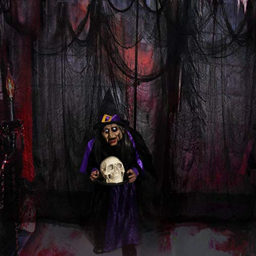 QUV Halloween Creepy Cloth 78 by 197 Inch Spooky Gauze Cloth Fabric for Haunted Houses Outdoor Indoor Scary Halloween Decoration Supplies Black