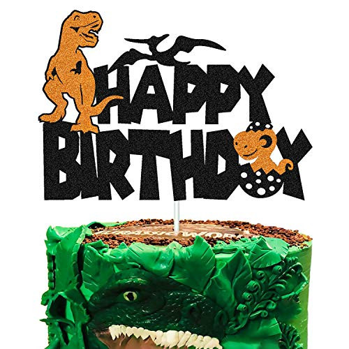 Dinosaur Cake Topper Happy Birthday Cake Decorations for Kids Boy Girl Dino Jungle Dinosaur Themed 1st 2nd 3rd 4th Birthday Party Supplies