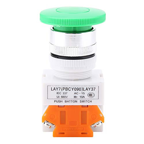 Auto Reset Green Mushroom Push Button Momentary Switch 22mm Mount LAY3711M for Control In Electromagnetic Starter Contactor Relay And Other 220V Electrical Circuits