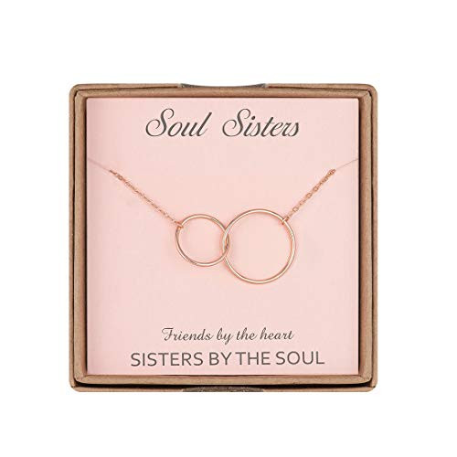 Augonfever Friend Gifts for Soul Sisters Necklace Rose Gold Linked Double Circles Unbiological Soul Sisters Gift for Friend Women Girls Bff Jewelry Augonfever Friend Gifts for Soul Sisters Necklace Rose Gold Linked Double Circles Unbiological Soul Sisters Gift for Friend Women Girls Bff Jewelry