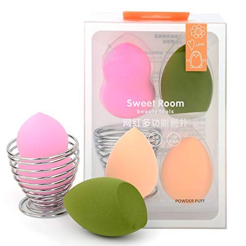 Makeup Sponge Set 3 Pack Makeup Blenders Foundation Blending Sponges 3 Shapes Beauty Make Up Blender with Sponge Holder Cosmetic Tools for Liquid Powder BB Cream and Sunscreen