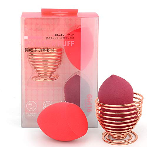Makeup Sponge Set 2 Pack Makeup Blenders Foundation Blending Sponges 2 Shapes Beauty Make Up Blender with Sponge Holder Cosmetic Tools for Liquid Powder BB Cream and Sunscreen