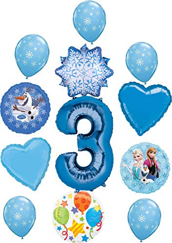 Frozen Party Supplies 3rd Birthday Balloon Bouquet Decorations Elsa Anna and Olafs Winter Wonderland