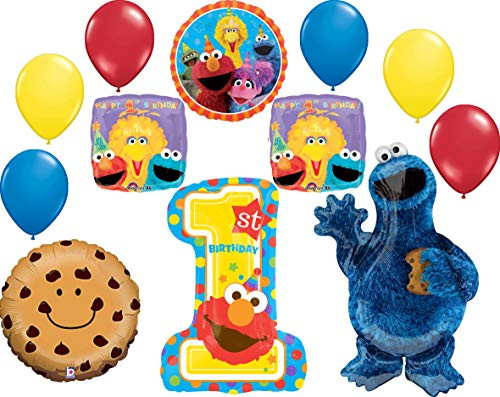 Sesame Street Party Supplies 1st Birthday Cookie Monster and Friends Balloon Bouquet