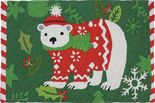 Jellybean Holiday Polar Bear Holiday Decor IndoorOutdoor Washable 21 x 33 Accent Rug