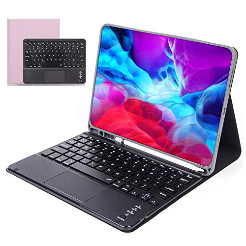 for iPad Pro 11 20182020 Touchpad Keyboard Case Slim Folio Cover Removable Detachable Wireless Bluetooth Keyboard with Pencil Holder for iPad Pro 11 inch 1st Generation2nd Generation Pink