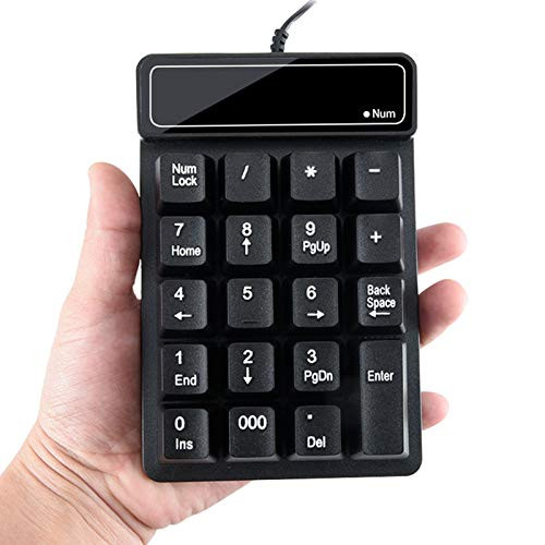 USB Numeric Keypad Wireless Numeric KeypadPortable Slim Mini Number Pad for Laptop Desktop Computer PC Full Size 19 Key Big Print Letters USB19keys