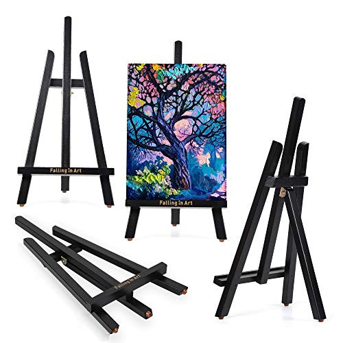 Black Beech Wooden 15 Tabletop Easel Display Stand Set by Falling in Art 4 Pack AFrame Tripod with Rubber Feet Artist Easel for Canvas Painting Portable Photo and Sign Holder
