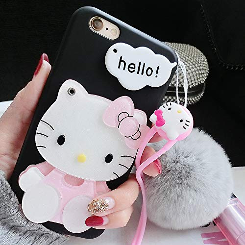 3D Hello Kitty Cute iPhone Cases XRXS MAX Silicone Case with Mirror Black iPhone Xs
