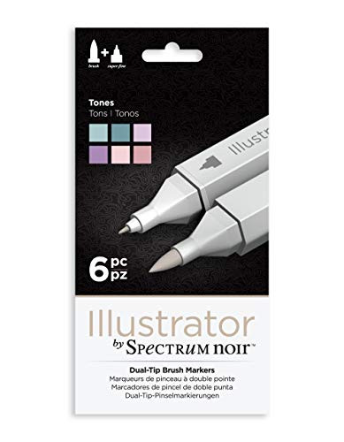 Illustrator by Spectrum Noir 6 Piece Twin Tip Artist Alcohol Marker Tones