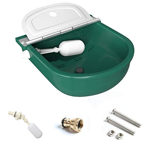 YINGJEE Automatic Waterer Bowl Large Horse Waterer with Float Valve and Drain Plug Farm Stock Waterer with Screws Livestock Water Dispenser for Cattle Goat Sheep Dog Cow Horse Water