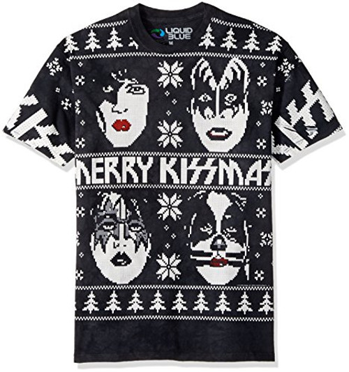 Liquid Blue Mens Kiss Merry Kissmas Short Sleeve TShirt Multi Tie Dye Large