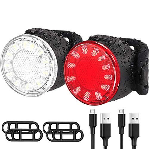 USB Rechargeable LED Bike Lights Set Ultra Bright Front and Back Rear Bicycle Light Combo IPX5 Waterproof Mountain Road Helmet Cycle Headlight and Taillight Set for Men Women Kids 6 Modes USB Rechargeable LED Bike Lights Set Ultra Bright Front and Back Rear Bicycle Light Combo IPX5 Waterproof Mountain Road Helmet Cycle Headlight and Taillight Set for Men Women Kids 6 Modes