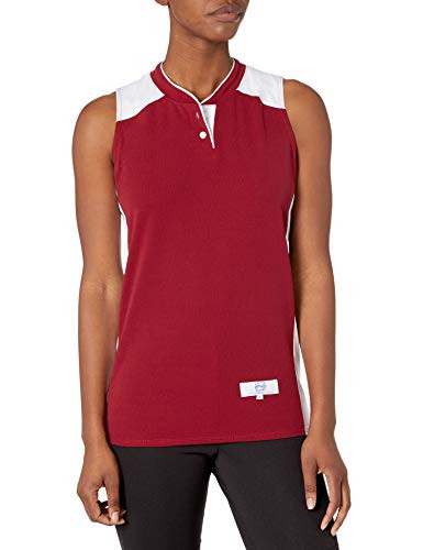 Intensity Womens Mock Mesh Two Button Racerback Jersey CardinalWhite XXLarge