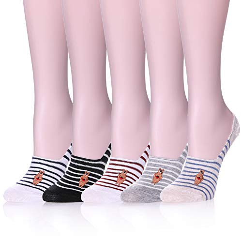 Color City Womens Novelty Cute Funny Ankle Socks Cartoon Animal No Show Low Cut Socks 5 Pairs Stripe Bear Color City Womens Novelty Cute Funny Ankle Socks Cartoon Animal No Show Low Cut Socks 5 Pairs Stripe Bear