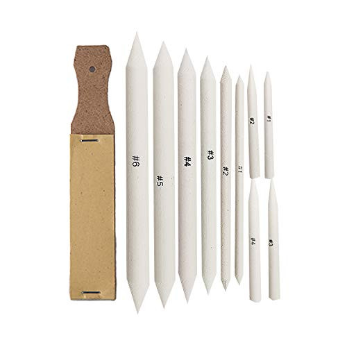 Meikeer 10 PCS Blending Stumps and Tortillions Paper Art Blenders with 1 Sandpaper Pencil Sharpener Pointer for Student Artist Charcoal Sketch Drawing Tools Meikeer 10 PCS Blending Stumps and Tortillions Paper Art Blenders with 1 Sandpaper Pencil Sharpener Pointer for Student Artist Charcoal Sketch Drawing Tools