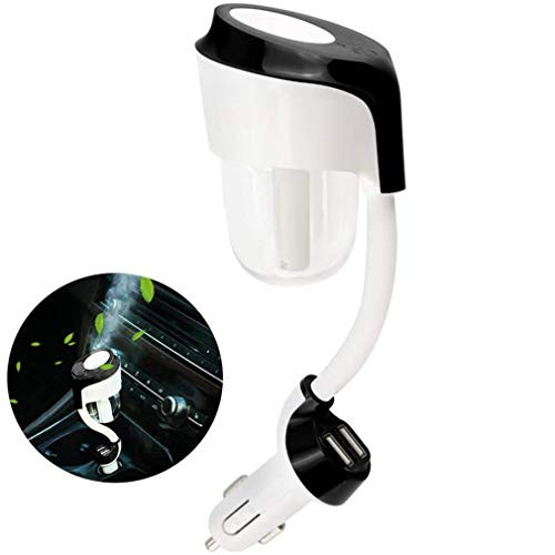 Car Humidifier Car Diffuser Car Air Freshener Cool Mist Car Air Purifier with 2 USB Charger 360 Degree Rotation Mini Car Aromatherapy Essential Oil Diffuser Black