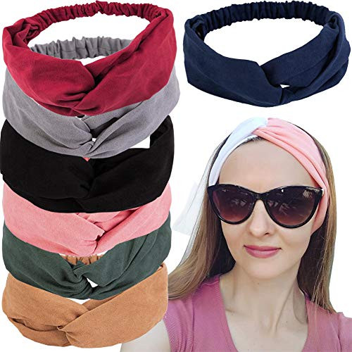 7pc Women Turban Headband Cross Elastic Head Wrap Hair Bands Twist Headbands Headwear Hair Jewelry Accessories for Lady Girls 7PC Headbands A