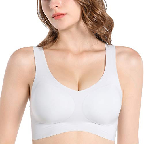 PRETTYWELL Wireless Bras for Women Comfort Bralettes for Women Padded Invisible Bras for AD Cups TShirt Bras with UltraThin Pads Grey XL