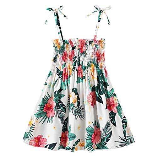 UWBACK Baby Girls Dresses Sleeveless Floral Printed Summer Sundress for Baby Girls White 4T UWBACK Baby Girls Dresses Sleeveless Floral Printed Summer Sundress for Baby Girls White 4T