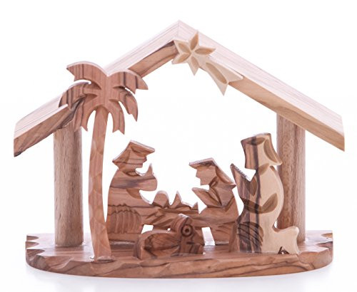 Zuluf Stable Small Manger Nativity Tabletop Christian NAT040 Certificate Holy Land