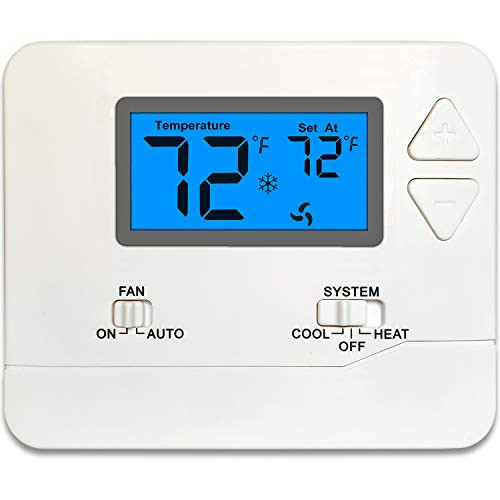 Aowel AL601 NonProgrammable Thermostat 1 Heat  1 Cool with 25 sq Inch Large Character Blue Screen Display