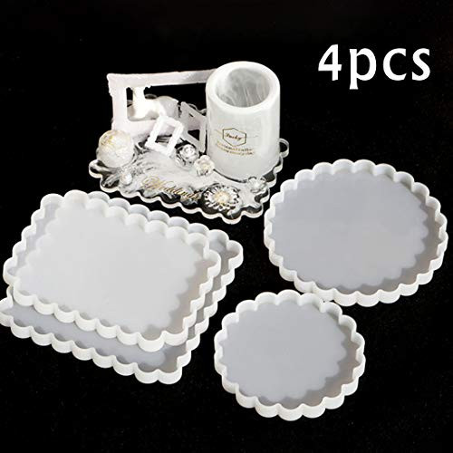 iSuperb 4 pcs Silicone Resin Molds Flower Shape Coaster Molds Crystal Epoxy Molds for DIY Coaster Bowl Mat Home Decorations 4 Coaster molds