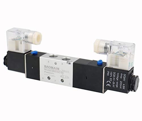 Baomain Pneumatic Solenoid Air Valve 4V230C08 DC 24V 5 Way 3 Position PT14 Internally Piloted Acting Type Double Electrical Control Midst Closed