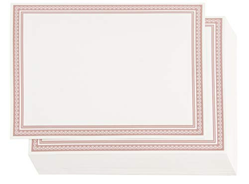 Award Certificates - 50 Blank Plain Paper Sheets - with Rose Gold Foiled Metallic Border Computer Paper - Laser and Inkjet Printer Compatible - 11 x 8.5 Inches