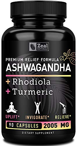 Premium Ashwagandha Complex  Organic Ashwagandha  Rhodiola Rosea  Turmeric  100 Pure Ashwagandha Extract Capsules  Adrenal Support and Occasional Stress Relief