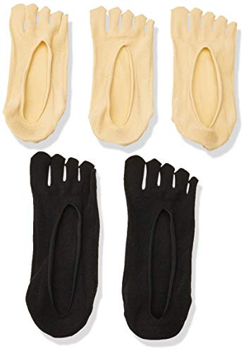 Byinwin Toe Socks 5 Pairs Women Five Socks NO Show Cotton Liner socks Microfiber Ultra Low Cut Liner with Gel Tab 