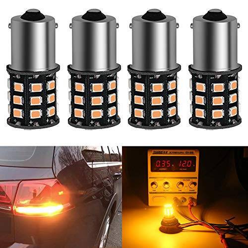 Qoope  Pack of 41056 BAU15S Super Bright 7507 led Bulb 7507 led Bulb Amber 1224V DC 2835 33SMD LED Bulbs for Turn Signal Blinker Lights Side Marker Light 12496 5009 PY21W Yellow