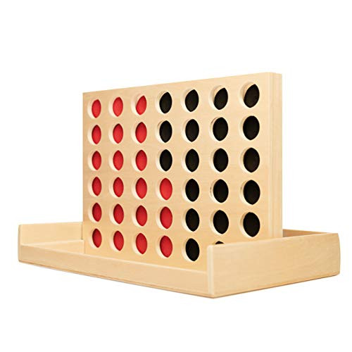 GrowUpSmart Four in A Row Game  Made from Wood  Connect Four Checkers to Win
